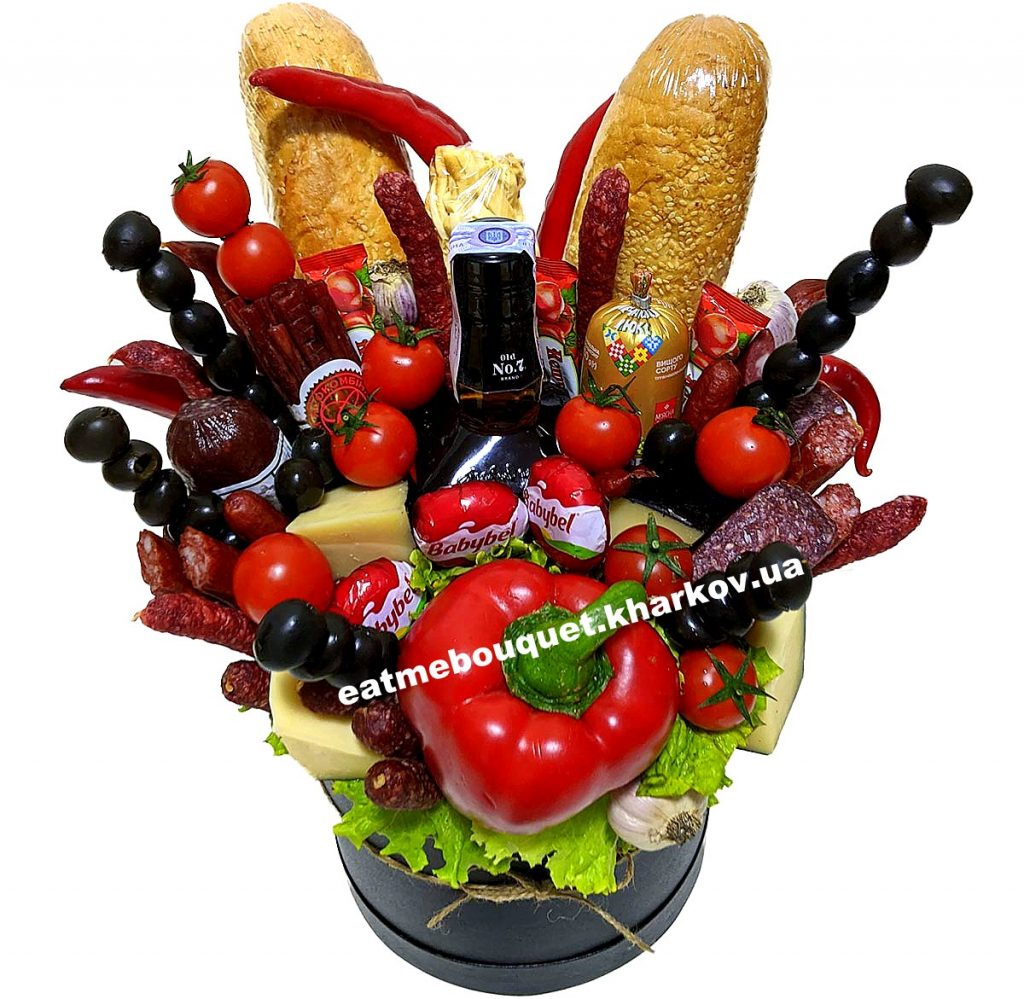 Купить мужской букет с бутылкой виски в Харькове